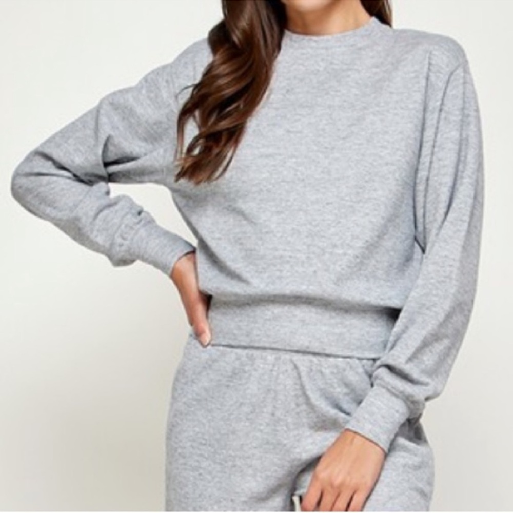 EUC Women’s Reflex Light Heather Gray Waffle Knit Long Sleeve Top Size Small